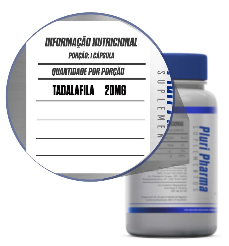 Tabela nutricional do tadalafila, usado para ajudar pessoas com disfunção erétil