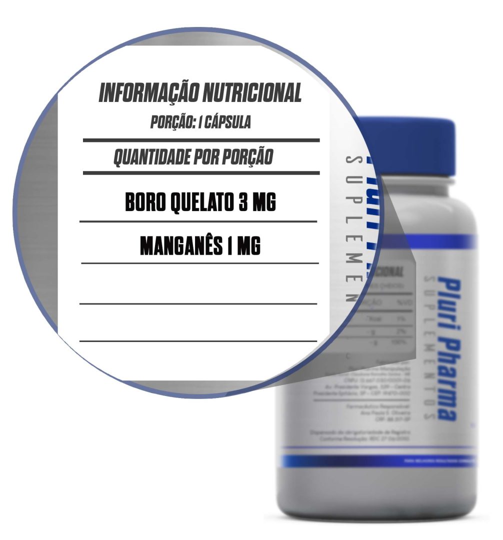 Boro Quelato 3mg + Manganês 1mg - Pluri Pharma