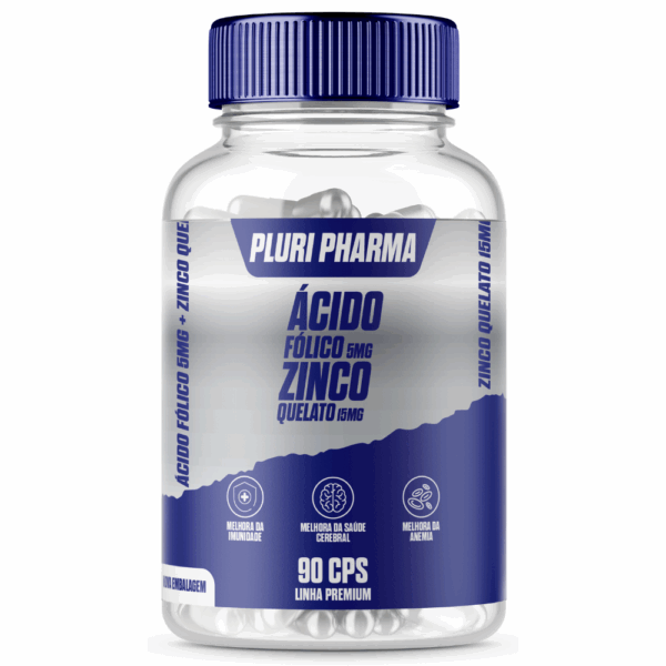 Ácido Fólico 5mg + Zinco Quelato 15mg C/90 Cápsulas - Imagem 1